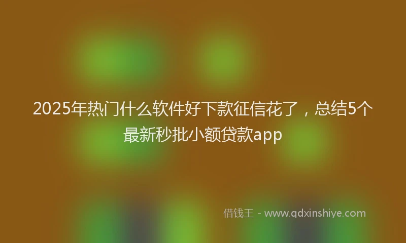 2025年热门什么软件好下款征信花了，总结5个最新秒批小额贷款app