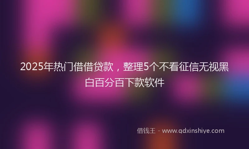 2025年热门借借贷款，整理5个不看征信无视黑白百分百下款软件
