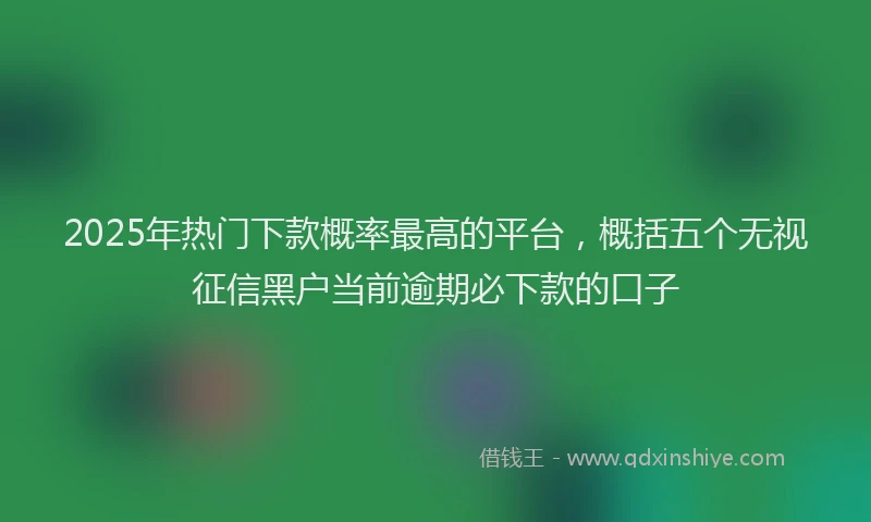 2025年热门下款概率最高的平台，概括五个无视征信黑户当前逾期必下款的口子