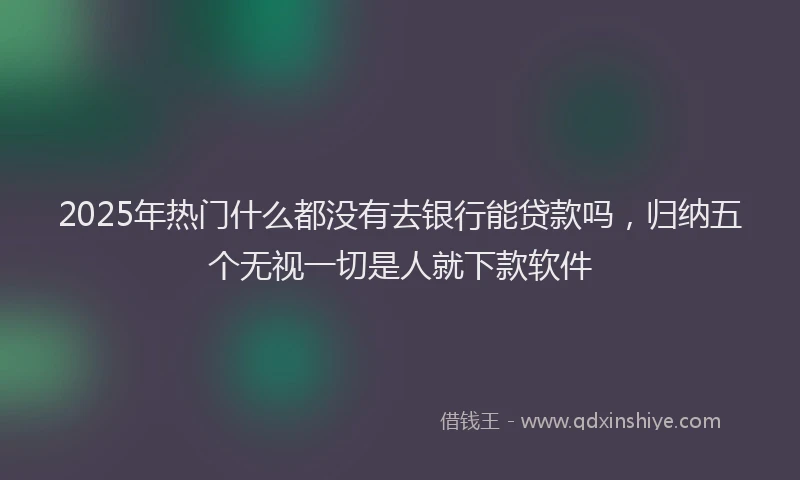 2025年热门什么都没有去银行能贷款吗，归纳五个无视一切是人就下款软件