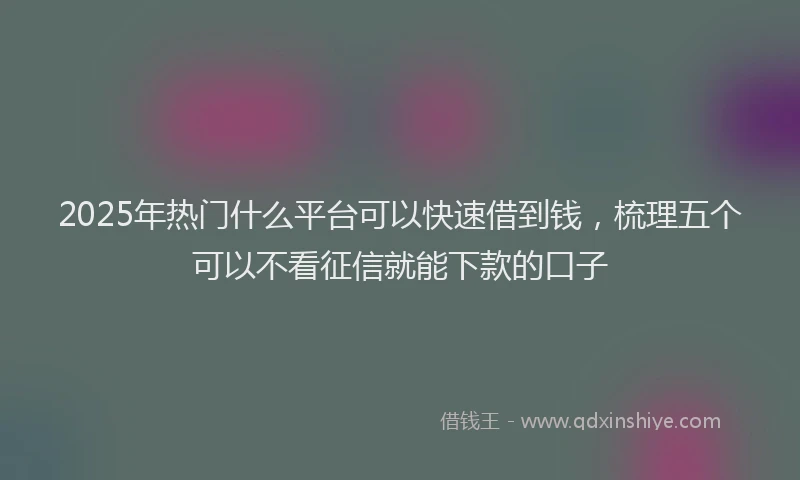 2025年热门什么平台可以快速借到钱，梳理五个可以不看征信就能下款的口子