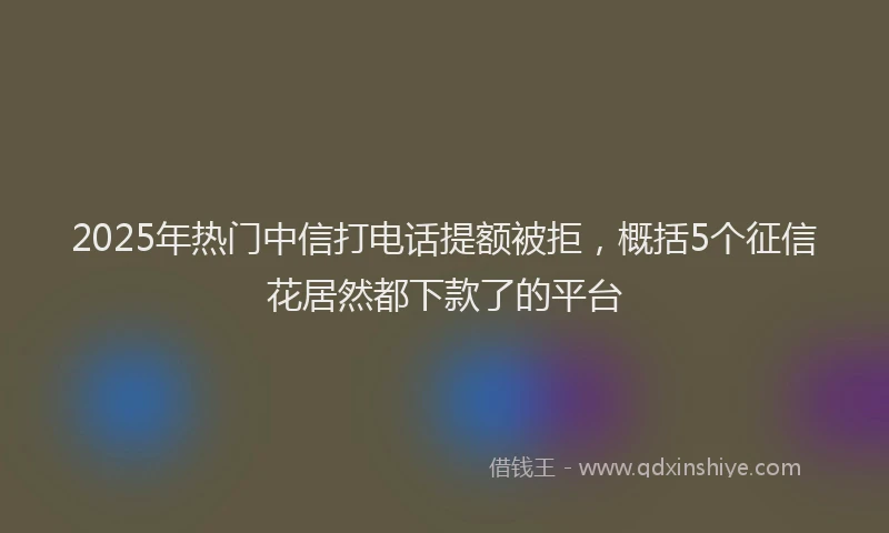 2025年热门中信打电话提额被拒，概括5个征信花居然都下款了的平台