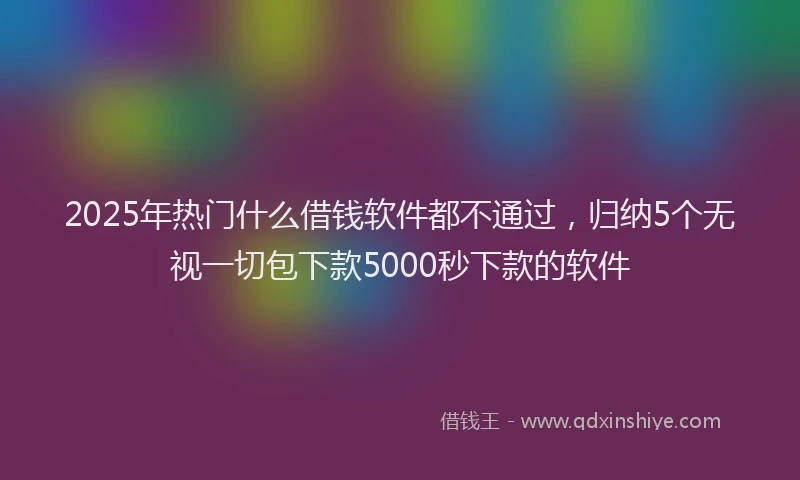2025年热门什么借钱软件都不通过，归纳5个无视一切包下款5000秒下款的软件