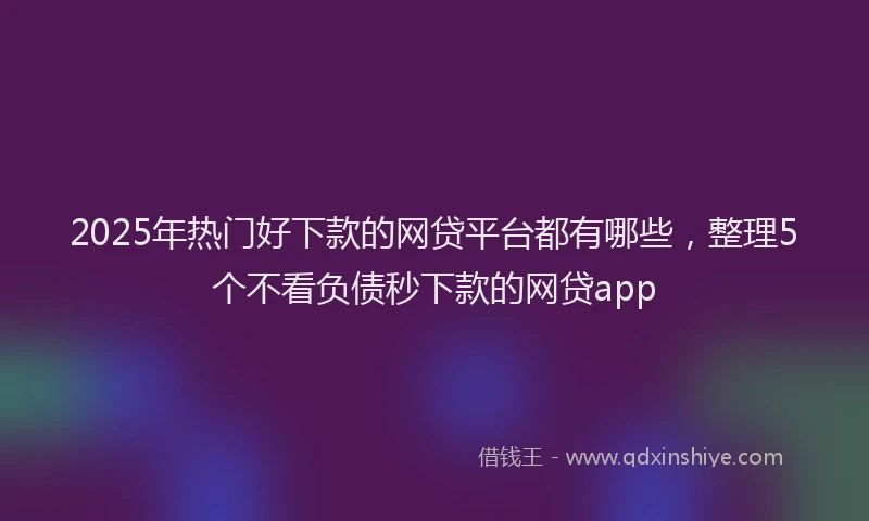 2025年热门好下款的网贷平台都有哪些，整理5个不看负债秒下款的网贷app
