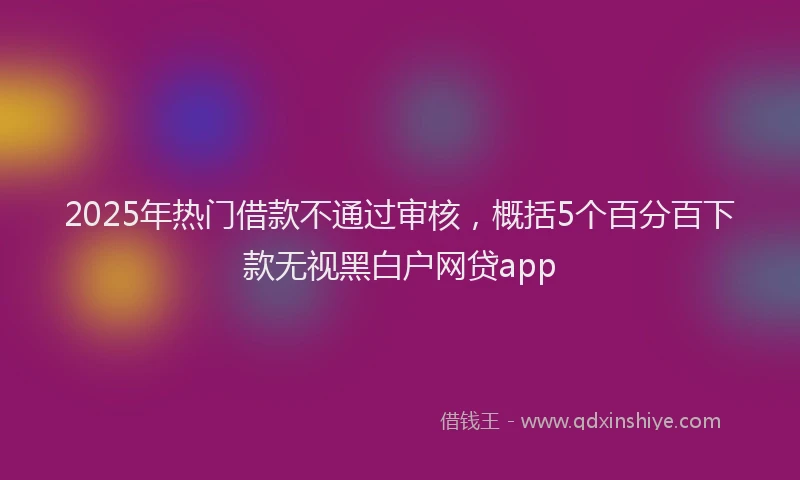 2025年热门借款不通过审核，概括5个百分百下款无视黑白户网贷app
