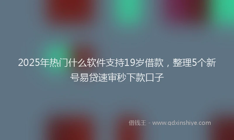 2025年热门什么软件支持19岁借款，整理5个新号易贷速审秒下款口子