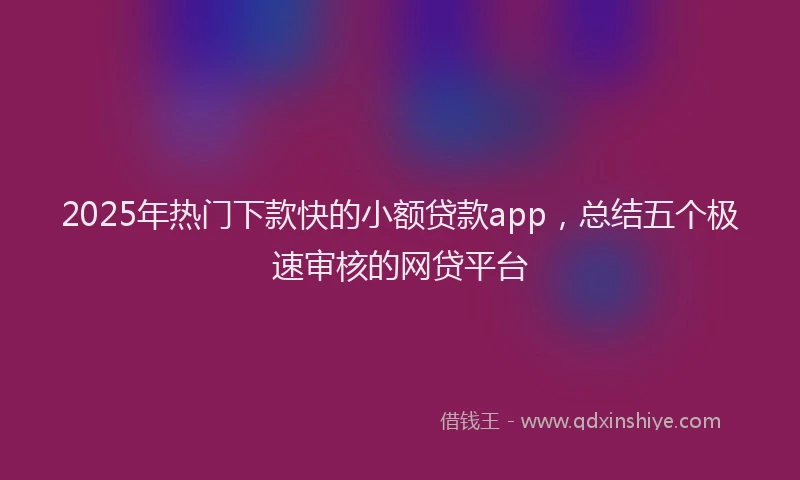 2025年热门下款快的小额贷款app，总结五个极速审核的网贷平台