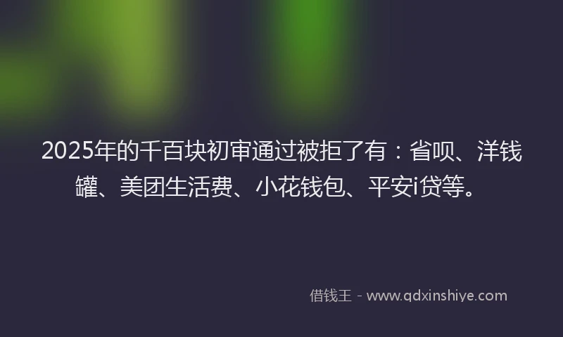 2025年的千百块初审通过被拒了有：省呗、洋钱罐、美团生活费、小花钱包、平安i贷等。