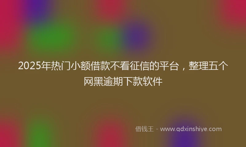 2025年热门小额借款不看征信的平台，整理五个网黑逾期下款软件