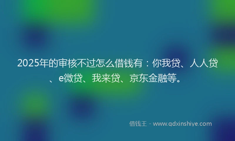 2025年的审核不过怎么借钱有：你我贷、人人贷、e微贷、我来贷、京东金融等。