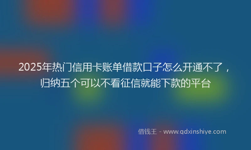 2025年热门信用卡账单借款口子怎么开通不了，归纳五个可以不看征信就能下款的平台