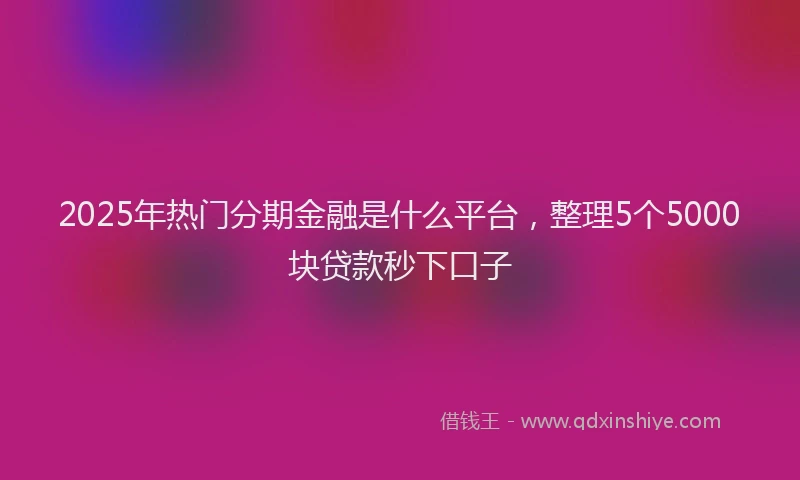 2025年热门分期金融是什么平台，整理5个5000块贷款秒下口子