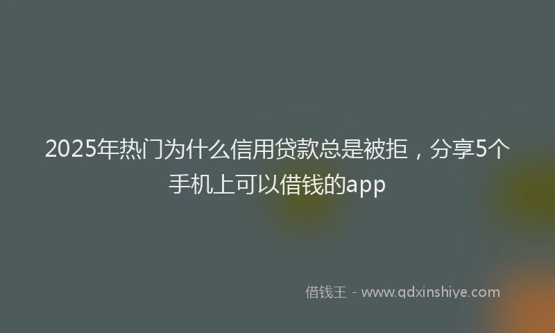 2025年热门为什么信用贷款总是被拒，分享5个手机上可以借钱的app