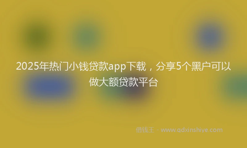 2025年热门小钱贷款app下载，分享5个黑户可以做大额贷款平台
