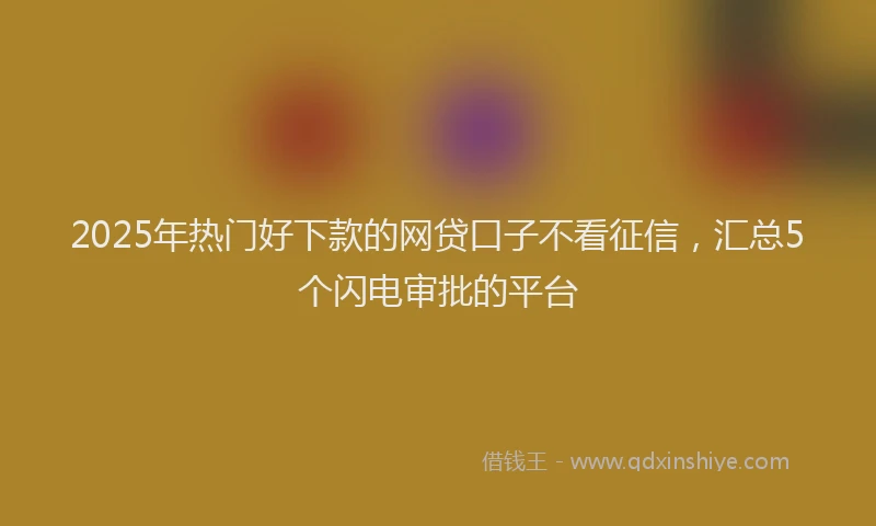 2025年热门好下款的网贷口子不看征信，汇总5个闪电审批的平台