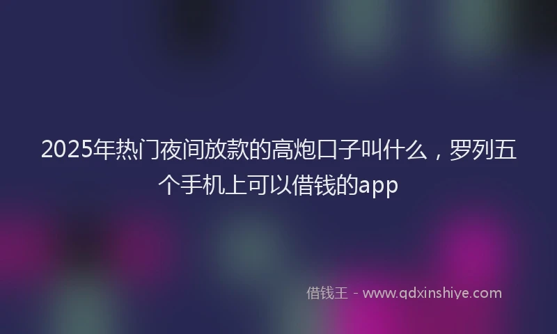 2025年热门夜间放款的高炮口子叫什么，罗列五个手机上可以借钱的app