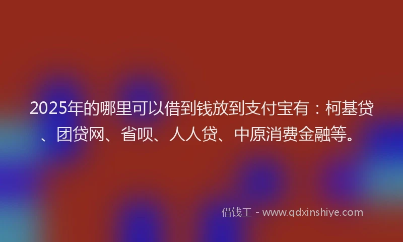 2025年的哪里可以借到钱放到支付宝有：柯基贷、团贷网、省呗、人人贷、中原消费金融等。