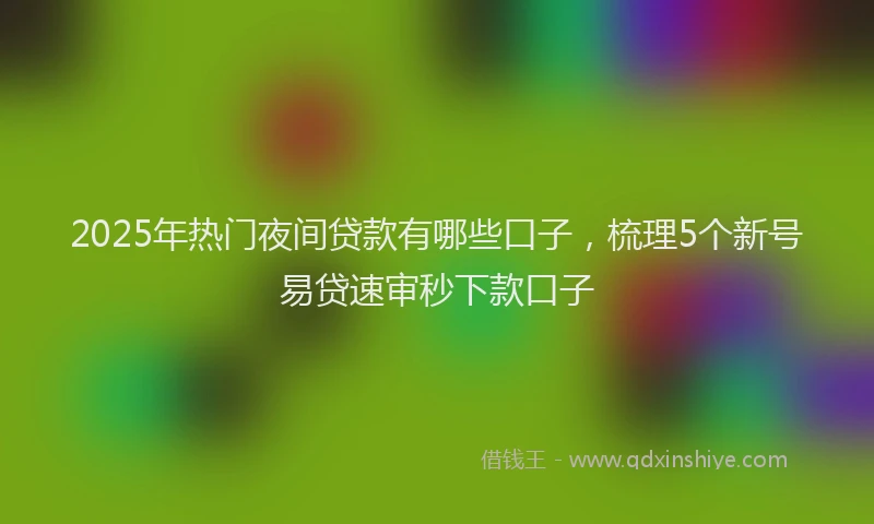2025年热门夜间贷款有哪些口子，梳理5个新号易贷速审秒下款口子