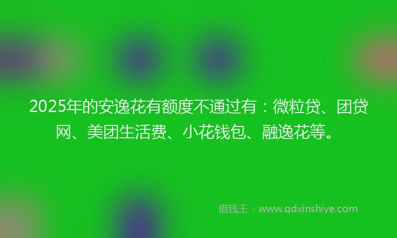 2025年的安逸花有额度不通过有：微粒贷、团贷网、美团生活费、小花钱包、融逸花等。