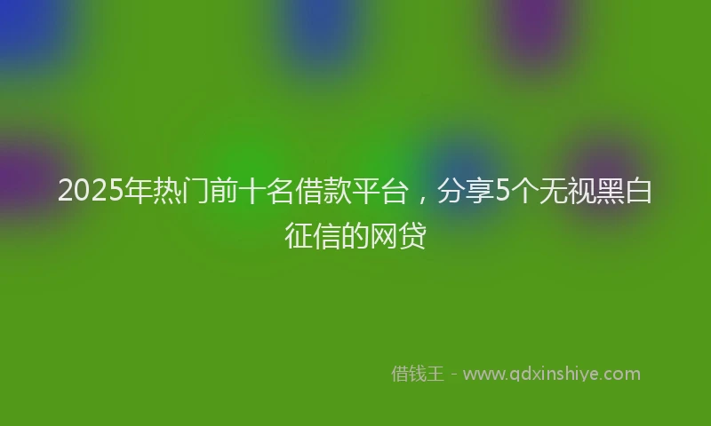 2025年热门前十名借款平台，分享5个无视黑白征信的网贷