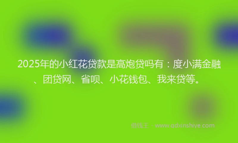 2025年的小红花贷款是高炮贷吗有：度小满金融、团贷网、省呗、小花钱包、我来贷等。