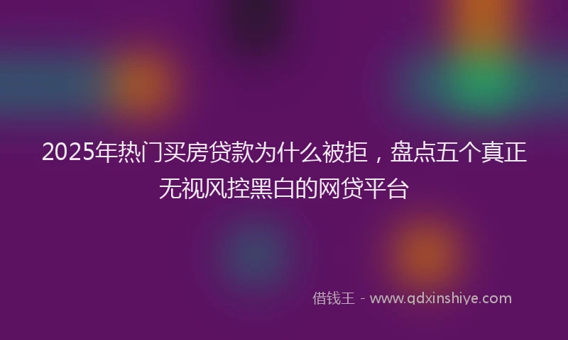 2025年热门买房贷款为什么被拒，盘点五个真正无视风控黑白的网贷平台