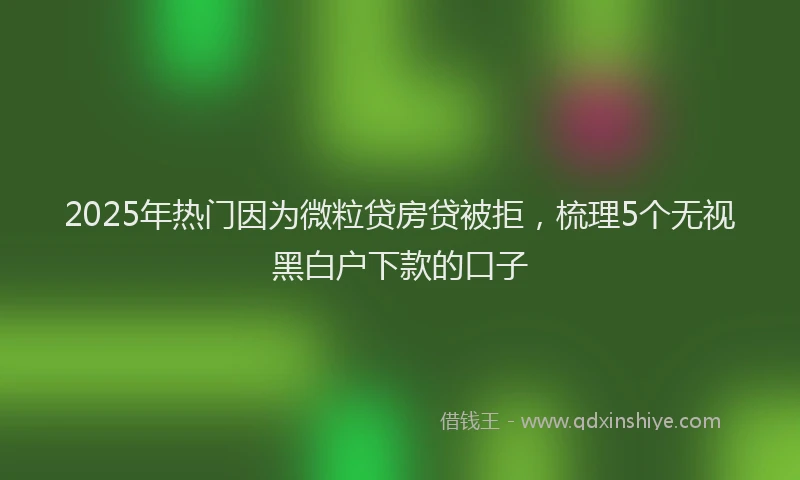 2025年热门因为微粒贷房贷被拒，梳理5个无视黑白户下款的口子