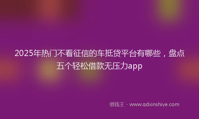 2025年热门不看征信的车抵贷平台有哪些，盘点五个轻松借款无压力app