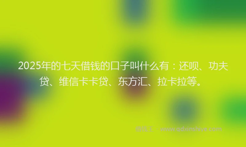 2025年的七天借钱的口子叫什么有：还呗、功夫贷、维信卡卡贷、东方汇、拉卡拉等。