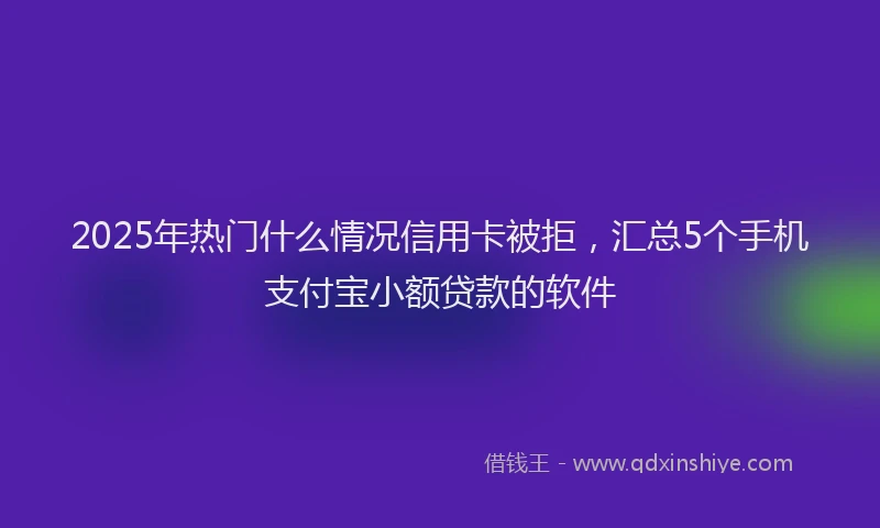 2025年热门什么情况信用卡被拒，汇总5个手机支付宝小额贷款的软件
