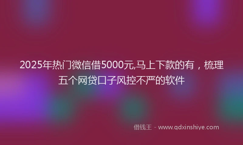 2025年热门微信借5000元,马上下款的有，梳理五个网贷口子风控不严的软件