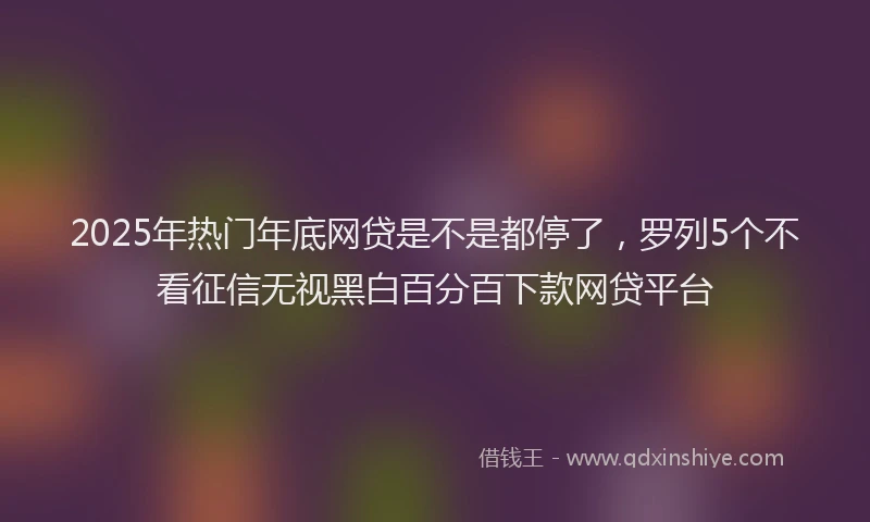 2025年热门年底网贷是不是都停了，罗列5个不看征信无视黑白百分百下款网贷平台