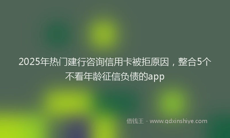 2025年热门建行咨询信用卡被拒原因,整合5个不看年龄征信负债的app