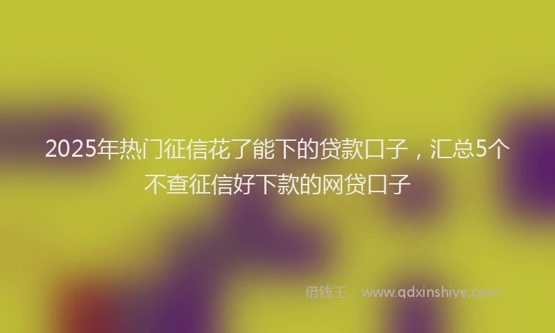 2025年热门征信花了能下的贷款口子，汇总5个不查征信好下款的网贷口子