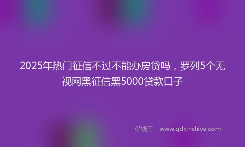 2025年热门征信不过不能办房贷吗，罗列5个无视网黑征信黑5000贷款口子