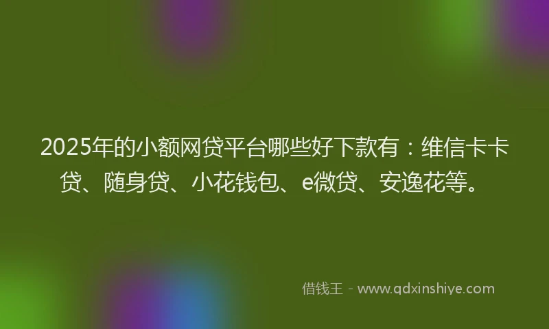 2025年的小额网贷平台哪些好下款有:维信卡卡贷、随身贷、小花钱包、e微贷、安逸花等。