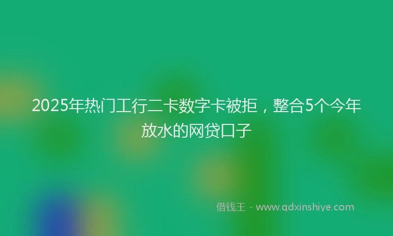 2025年热门工行二卡数字卡被拒，整合5个今年放水的网贷口子