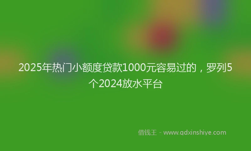 2025年热门小额度贷款1000元容易过的，罗列5个2024放水平台