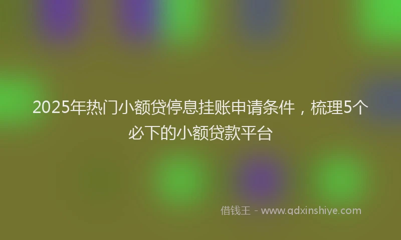 2025年热门小额贷停息挂账申请条件，梳理5个必下的小额贷款平台