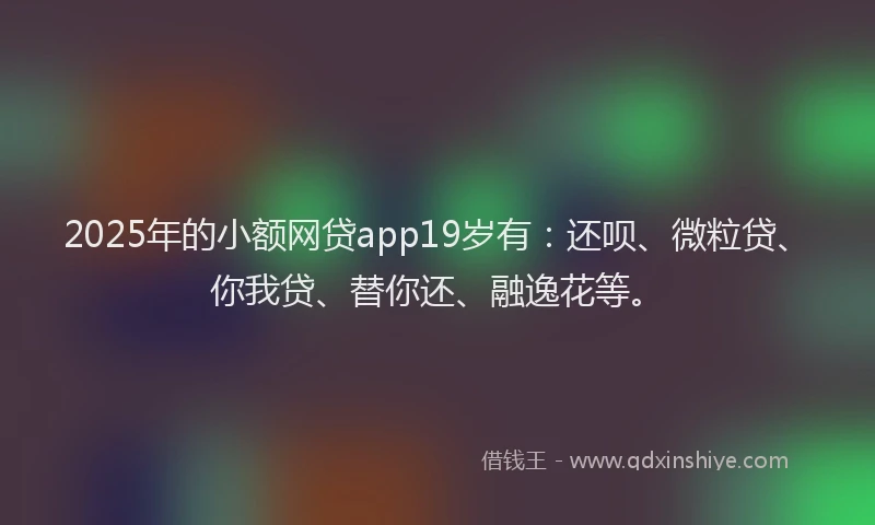 2025年的小额网贷app19岁有:还呗、微粒贷、你我贷、替你还、融逸花等。