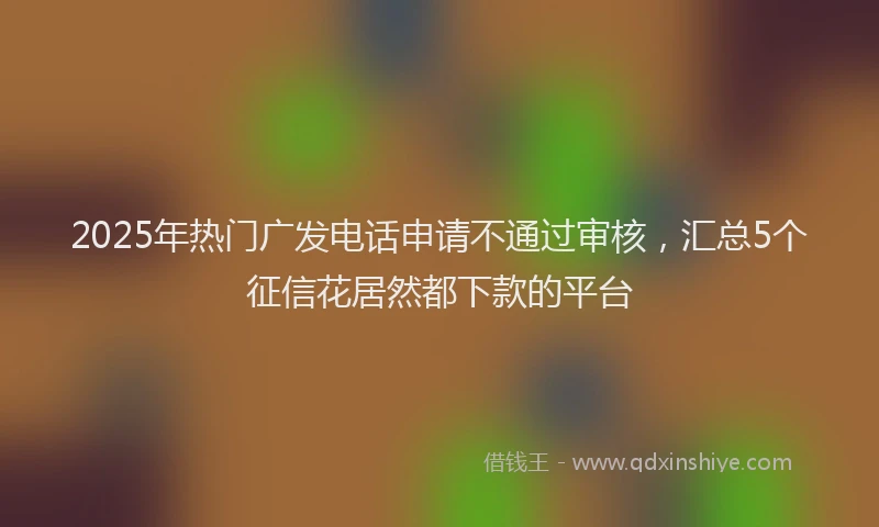 2025年热门广发电话申请不通过审核，汇总5个征信花居然都下款的平台