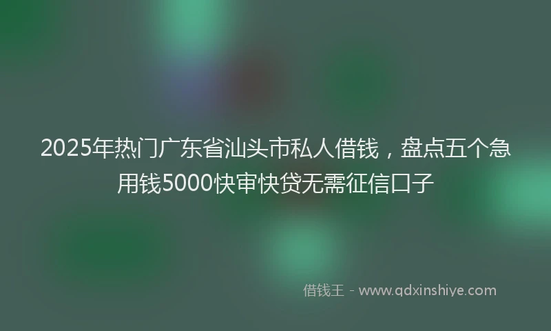 2025年热门广东省汕头市私人借钱，盘点五个急用钱5000快审快贷无需征信口子