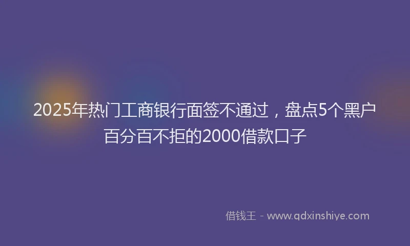 2025年热门工商银行面签不通过，盘点5个黑户百分百不拒的2000借款口子