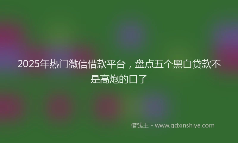 2025年热门微信借款平台，盘点五个黑白贷款不是高炮的口子