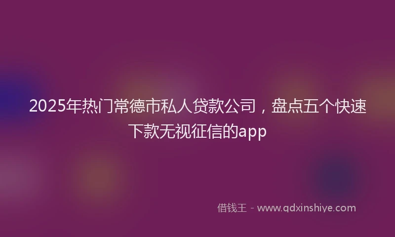 2025年热门常德市私人贷款公司，盘点五个快速下款无视征信的app