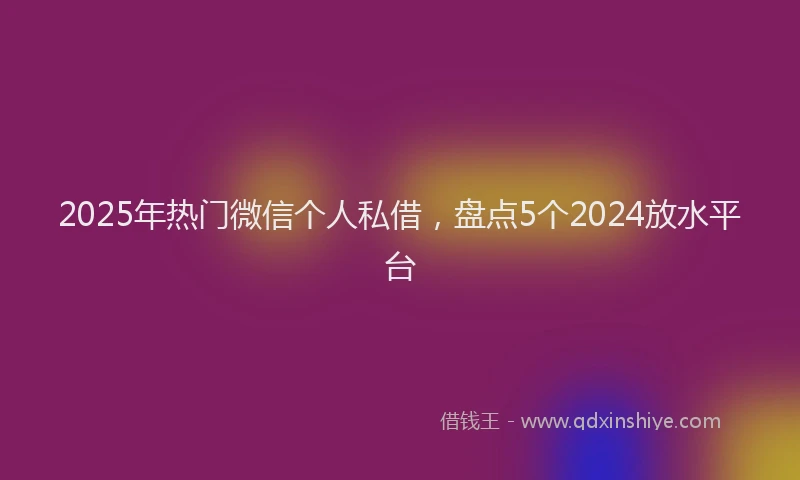 2025年热门微信个人私借，盘点5个2024放水平台