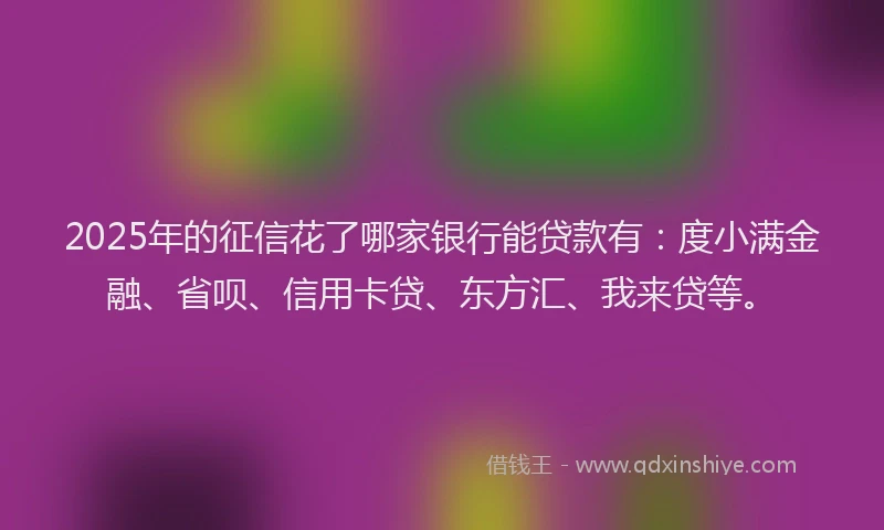 2025年的征信花了哪家银行能贷款有：度小满金融、省呗、信用卡贷、东方汇、我来贷等。