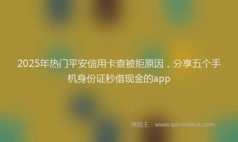 2025年热门平安信用卡查被拒原因，分享五个手机身份证秒借现金的app