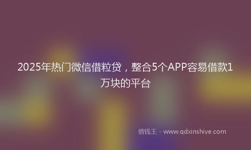 2025年热门微信借粒贷，整合5个APP容易借款1万块的平台