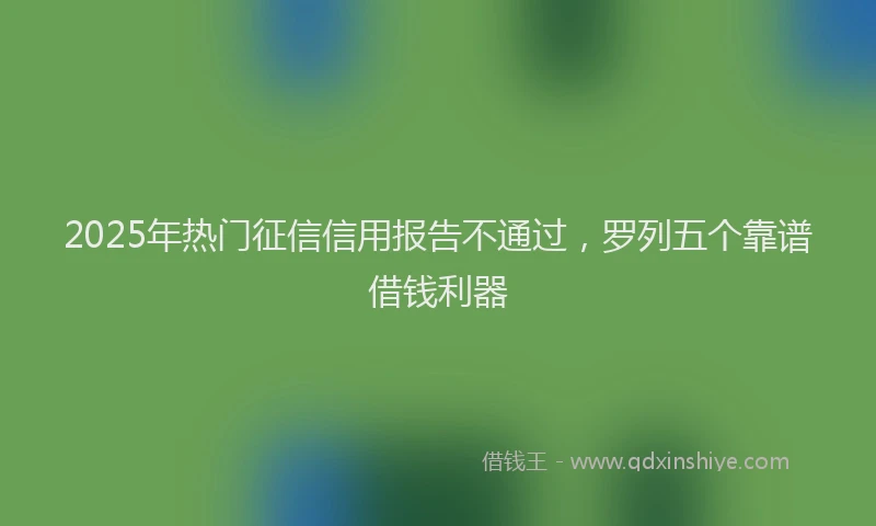 2025年热门征信信用报告不通过，罗列五个靠谱借钱利器